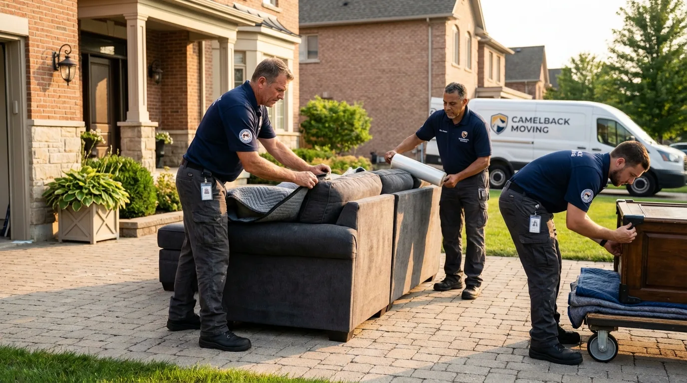 Large estate moving crew wrapping furniture in Middletown, NY
