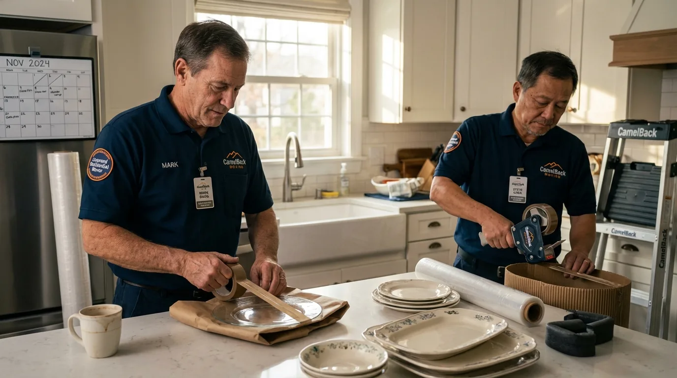 Professional crew packing kitchen dishware in Middletown, NY